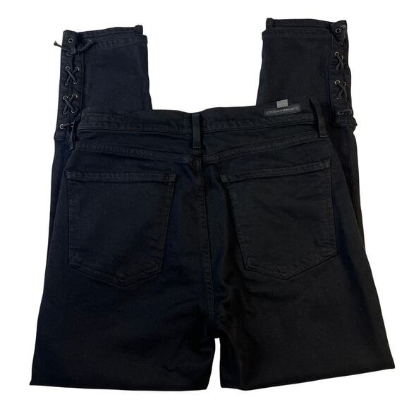 Citizens of Humanity Olivia High Rise Slim Lace Up Ankle Jeans Black Size 29 - Picture 6 of 14